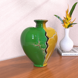 Botella de Vino Decorativa de Cerámica en Forma de Corazón Verde y <span class=keywords><strong>Amarillo</strong></span> con Diseño Craquelado, Calidad Premium Personalizable para Pedidos al por Mayor - Product Image 5