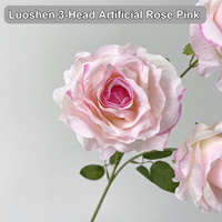 Lot de 3 têtes de roses artificielles en soie, branche de rose artificielle aspect soie pour vase et arrangement floral à la maison