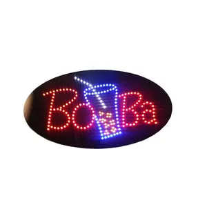 Oval LED Bubble Tea Sign Super Brightness LED Boba Tea Window Shop LED Signage Display