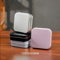 Boîte en étain carrée recyclable 72x72x22mm pour bijoux, bonbons, mini-boîte à charnière personnalisée avec impression de logo sur mesure – Vente en gros