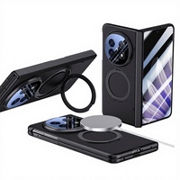 Casing Pelindung Magnetik Matte Mewah Desain Polos Anti Benturan dengan Penyangga Lensa untuk Oppo Find N5 beserta Kaca Pelindung Layar