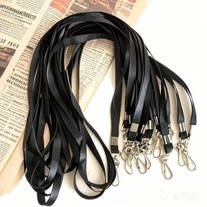 Flat Id <b>Lanyard</b> Black <b>Polyester</b> Metal Buckle Student Phone <b>Lanyard</b> Rotatable Badge Rope Custom Logo 1x45cm - Product Image 1