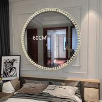 Miroir mural tactile intelligent de luxe pour la décoration de la maison moderne, motif d'étoile gravé au laser, design rond pour le couloir, le salon, vintage
