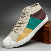 Chaussures classiques pour hommes multicolores, chaussures plates respirantes en toile, baskets basses à lacets décontractées pour hommes, espadrilles 9047