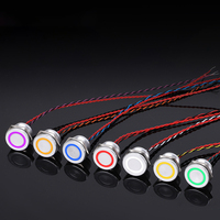 Interruptor piezoeléctrico de montaje empotrado LED de anillo de 22mm, superficie lisa, botón pulsador fácil de limpiar con cable