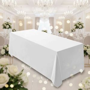 90x156 Inch Nonwoven Floral Polyester Tablecloth White Elegant & Durable for Weddings Banquets or Restaurants - Product Image 1
