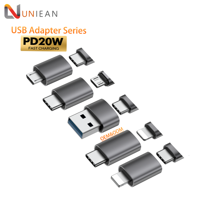 UNIEAN Wholesale USB OTG Micro Adapter 20W Type C Usb Fast Charging Adapter Converter for iphone Android to macbook Pro