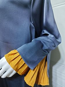 Al por mayor: Abaya tipo kimono abierto con falda plisada de terciopelo, túnica marroquí informal, patchwork, manga larga, Jalabiya étnica para <span class=keywords><strong>mujer</strong></span> musulmana - Product Image 6