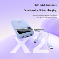 Power Bank Mini Ringan 10000mAh Dilengkapi Kabel Ganda Layar Digital Pengisi Daya Portabel Dengan Pegangan
