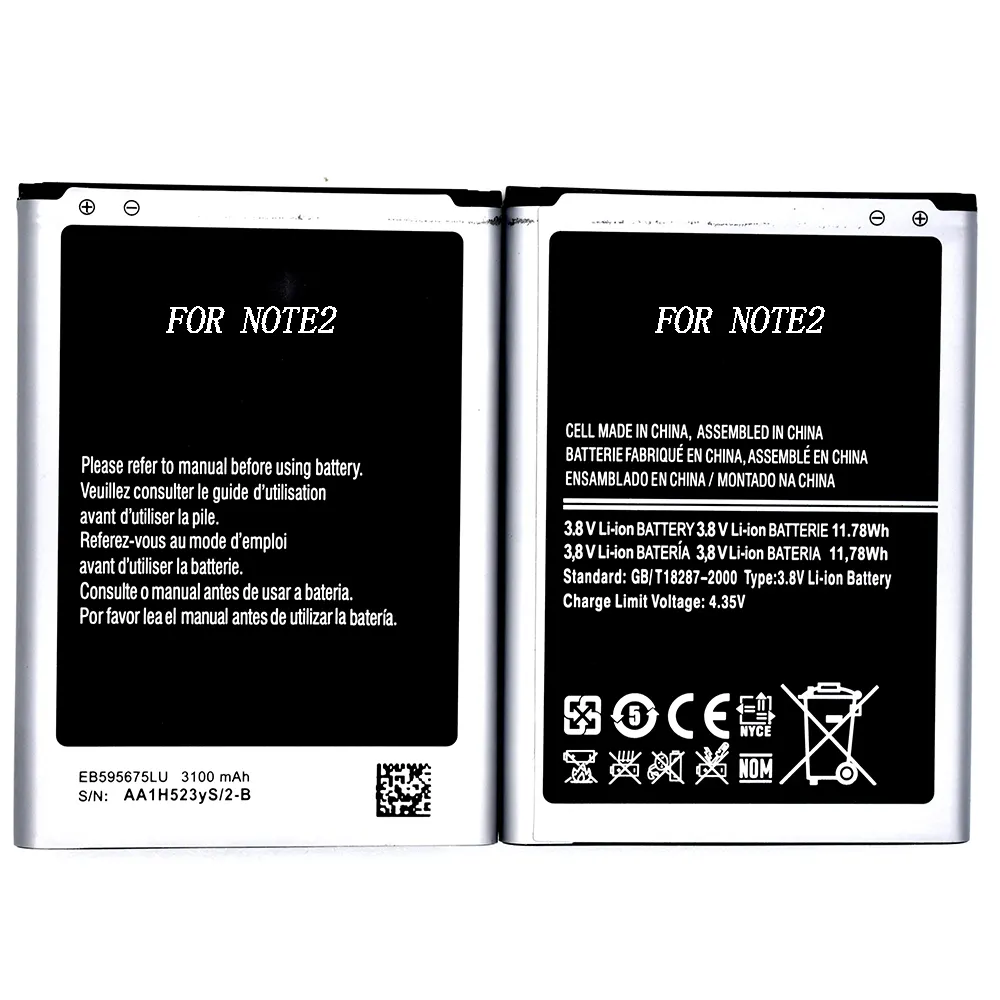 Note 2 Baterai Asli N7100 N7102 N719 3100MAh Harga Grosir Sampel Gratis untuk Samsung Note 2 Baterai