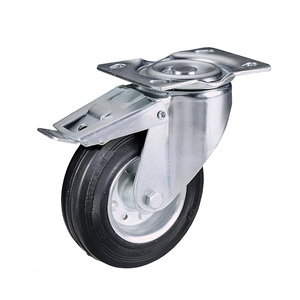Rueda TTAKE RU0010109352622 con núcleo de chapa metálica prensada y galvanizada, con soporte de placa giratoria y freno delantero total - Product Image 1