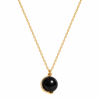Collier pendentif en obsidienne noire naturelle, enroulé de fil d'acier inoxydable, or et argent, pour un usage quotidien