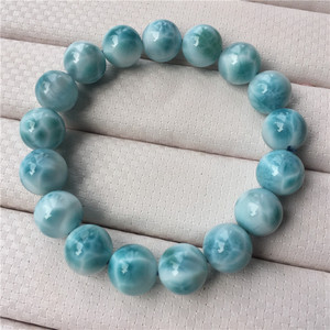 สร้อยข้อมือหินลูกฟูกสีน้ำเงินธรรมชาติ สำหรับผู้ชายและผู้หญิง สร้อยข้อมือหินโดมินิกันแบบวงเดี่ยว ลาลีมาร์ เครื่องประดับคริสตัลพลังงาน - Product Image 4