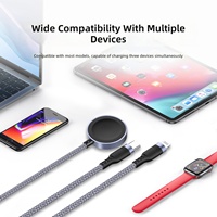 Cable de Carga Trenzado de Nailon 3 en 2 de 100 W con Magnético para Apple Watch, Cable de Datos de Carga Rápida PD para IWatch para iPhone