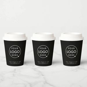 Gobelets à café en papier kraft jetables à double paroi, écologiques, avec logo personnalisé Newsense, 8/12/16 oz, avec couvercles pour eau minérale, vin, tequila - Product Image 1