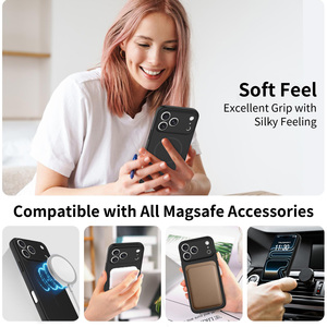 Custodia per <span class=keywords><strong>iPhone</strong></span> 17 Pro Max in tinta unita con foro di precisione effetto pelle, cover posteriore protettiva per obiettivo, custodia magnetica per cellulare - Product Image 4