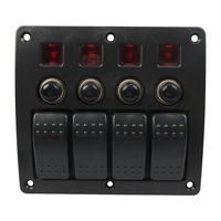 Panel de Interruptores LED Rojos de 4 Posiciones Precableado con Protección Contra Sobrecarga para Embarcaciones, RV y ATV, Precio de Fábrica