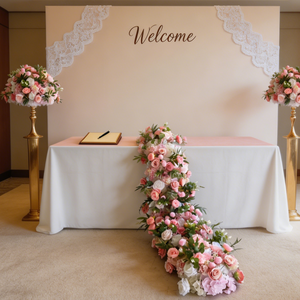 Ensemble de fleurs artificielles bicolores bleues, rangée de fleurs assorties, boule florale, chemin de table en soie pour la décoration de fond de scène et d'allée de mariage - Product Image 6