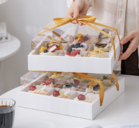 Boîte à biscuits, bonbons et cadeaux de luxe, boîte rectangulaire biodégradable pour biscuits, emballage transparent avec fermeture à ruban