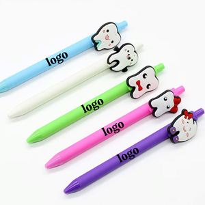 Promotion Custom Logo PVC Soft Rubber Tooth Shape Ballpoint <b>Pen</b> Candy <b>Color</b> Cartoon Nurse <b>Pen</b> Press Feature Made Durable Plastic - Product Image 1