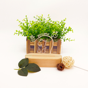 Oval lindo perro patrón acrílico <span class=keywords><strong>regalo</strong></span> USB madera cumpleaños <span class=keywords><strong>regalo</strong></span> conjunto <span class=keywords><strong>noche</strong></span> luz romántica 3D ilusión LED lámparas <span class=keywords><strong>de</strong></span> luz - Product Image 1