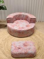 Sofá Futón Tatami Hecho a Mano con Diseño Floral, No Requiere Montaje, Cojín de Suelo para Sala de Estar o Dormitorio, Estilo Pintura al Óleo
