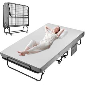 <span class=keywords><strong>Lit</strong></span> pliant moderne à cadre métallique robuste avec matelas en mousse à mémoire de forme de 5 pouces, durable et extensible pour chambre à coucher – Offre Spéciale - Product Image 1