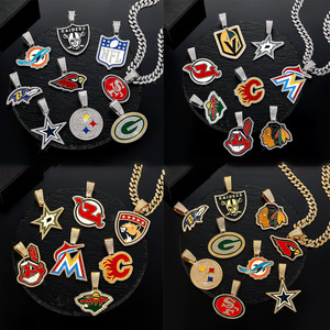Collana Personalizzata da Campionato con Logo della Squadra, Catena Cubana Placcata <span class=keywords><strong>Argento</strong></span> <span class=keywords><strong>e</strong></span> <span class=keywords><strong>Oro</strong></span>, Stile Hip Hop, Completamente Tempestata di Cristalli, per Basket <span class=keywords><strong>e</strong></span> Calcio - Product Image 4