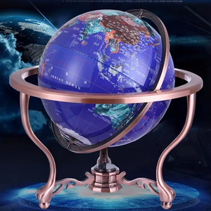 Soporte de Metal de Latón para Globo Terráqueo Esférico de Escritorio, Diseño Único de Zafiro, 23x23x24cm, Estilo Clásico de Lujo para Decoración del Hogar u Oficina - Product Image 1