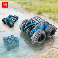 Voiture télécommandée amphibie RC 2,4 GHz avec rotation à 360°, étanche, câble USB, 4 canaux, tout-terrain, eau et terre, électrique