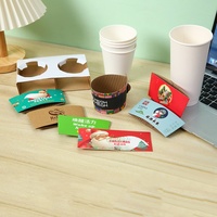Logotipo personalizado impreso papel Kraft corrugado funda para taza de café materiales reciclados en relieve mate laminado ecológico Caja de carpetas