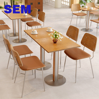 Tables et chaises en bois pour restaurants commerciaux SEM, mobilier pour cafétéria et aire de restauration, table en contreplaqué robuste et durable