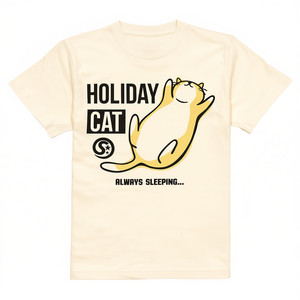 T-shirt Holiday Cat a maniche corte naturale con stampa di gatti che dormono Scopy - Product Image 2