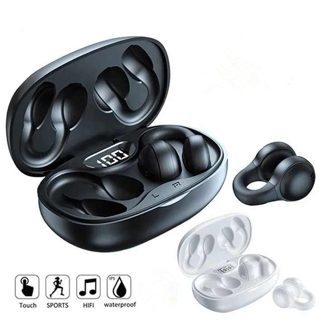 X58 TWS LED Ear Clip Bone Conduction Wireless Headphones Mic ENC Noise Reduction Touch Control Sports Headset BT blue tooth