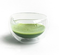 Bol à matcha en verre à double paroi moderne et écologique en gros, avec bec verseur, accessoires à matcha de qualité alimentaire, support pour fouet en verre