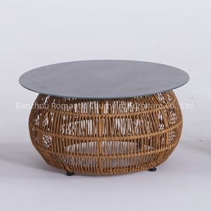 Juego de Comedor de Ratán Resistente al Desgaste, Mesa Auxiliar Redonda de Mimbre Natural para Sala de Estar - Product Image 6