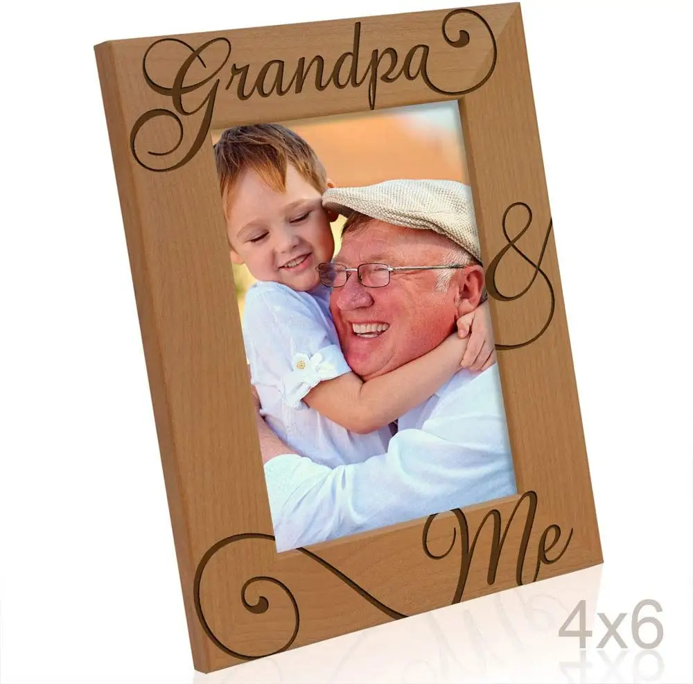 Opa und ich gravierte Naturholz Bilderrahmen Ich liebe dich Opa Großeltern Tag Großvater Geschenke