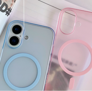 เคสไอโฟนสีพาสเทลน้ำเงินและชมพูสุดน่ารัก สำหรับการชาร์จไร้สายอย่างมีสไตล์และปกป้องโทรศัพท์ - Product Image 1