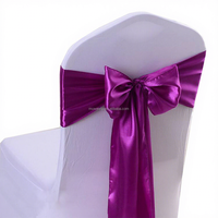 Ruban de chaise Muwei classique de couleur unie avec nœud exquis pour la décoration de chaises lors d'événements hôteliers et de célébrations variés