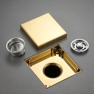 Siphon de sol carré moderne en acier inoxydable doré, insert de carrelage 2-en-1, anti-odeur, écologique, <span class=keywords><strong>pour</strong></span> baignoire et <span class=keywords><strong>douche</strong></span> - Product Image 4