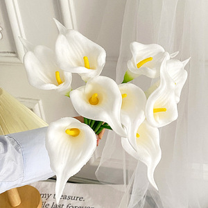 Mini Calla Lilies artificielles Yasunobu Pu, fleurs blanches et jaunes, bouquet de mariage, décoration de la maison, art floral, utilisation en extérieur - Product Image 4