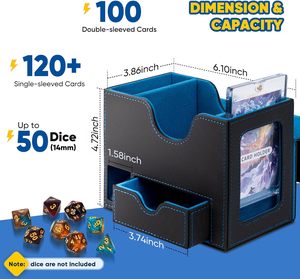 Torson Commander 35pt Card Tiles Deck Box con funda magnética fuerte Cuero PU y bandeja <span class=keywords><strong>de</strong></span> dados para TCG CCG Yu-Gi-Oh Juegos <span class=keywords><strong>de</strong></span> <span class=keywords><strong>mesa</strong></span> - Product Image 2
