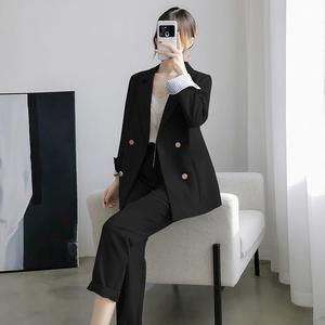 Ensemble deux pièces professionnel pour femme, <span class=keywords><strong>taille</strong></span> <span class=keywords><strong>grande</strong></span> M-5XL, nouveau, automne, pantalon ample court et veste. - Product Image 6