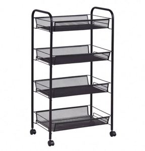 Wire Metal 4 Tier Rolling Cart Kitchen <b>Storage</b> Organizer <b>Basket</b> <b>Storage</b> Art Trolley Utility Cart - Product Image 3