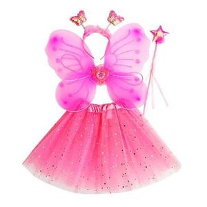 Conjunto de 4 Uds. De disfraz de hada y mariposa para niñas pequeñas, ropa de princesa, conjunto de decoración con alas de mariposa, falda de princesa <span class=keywords><strong>TUTU</strong></span> - Product Image 4