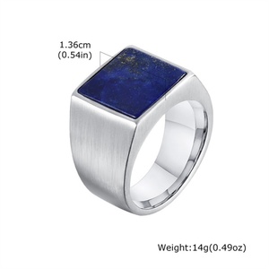 Hot Selling Vintage Punk Style Stainless Steel Signet <b>Rings</b> <b>Lapis</b> <b>Lazuli</b> & Turquoise Silver for Wedding Party or Gift - Product Image 4