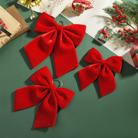 Nœuds de Noël suspendus surdimensionnés en polyester modernes - Nœuds en velours rouge et tweed à carreaux pour décoration d'arbre, de porte ou de cadeau (Vente en gros)