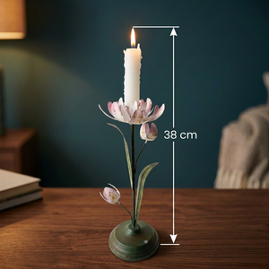 Support de bougie en fer avec pétales roses et tige verte pour la décoration de la maison - Product Image 2