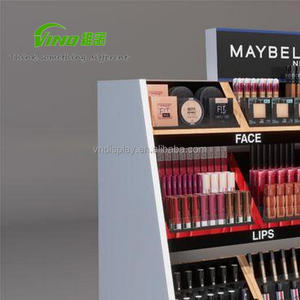Custom Logo MDF Cosmetic <b>Floor</b> Display Stand Multi‑Tier Slant <b>Shelf</b> Makeup Display Cabinet For Lipstick Eyeshadow Retail Beauty - Product Image 5