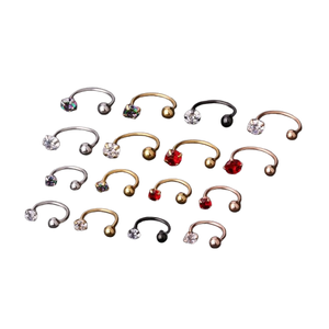Wholesale Non-Piercing C-Shape Stainless Steel Nose Ear Cartilage <b>Clip</b> On Earrings with Crystal Ball End Studs - Product Image 6